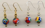 Millefiori 12mm Fine-Quality-Round Earrings with Seed Beads
